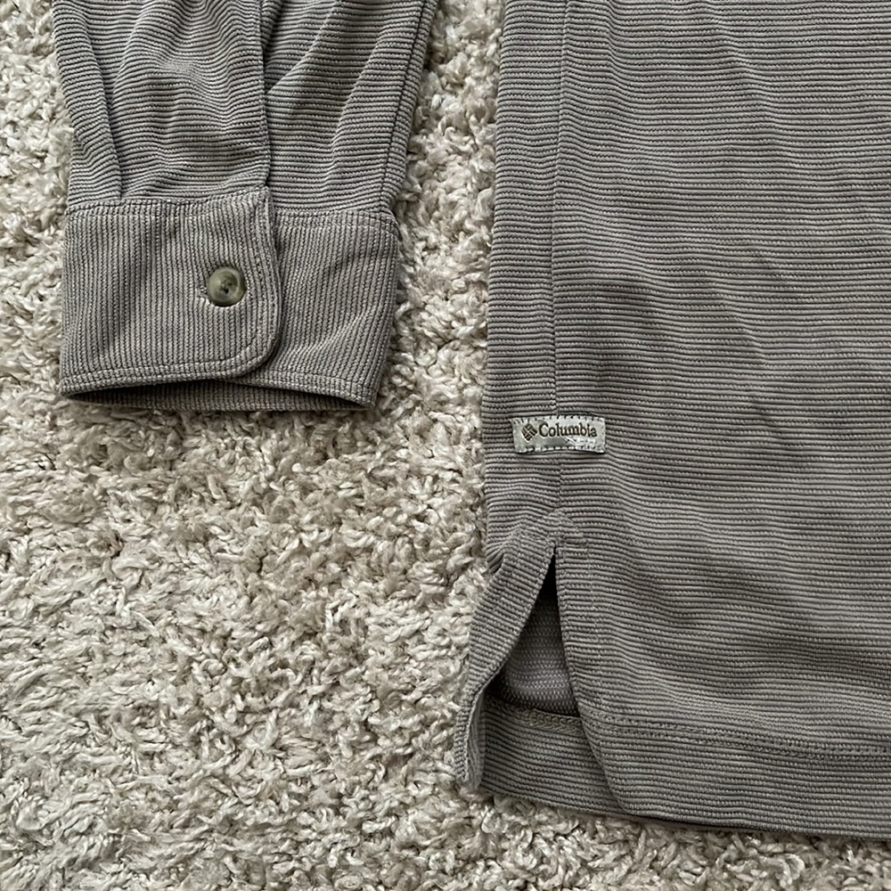 EUC Men’s Columbia XCO Stone Gray Long Sleeve Polo Shirt Size XXL - Picture 5 of 6